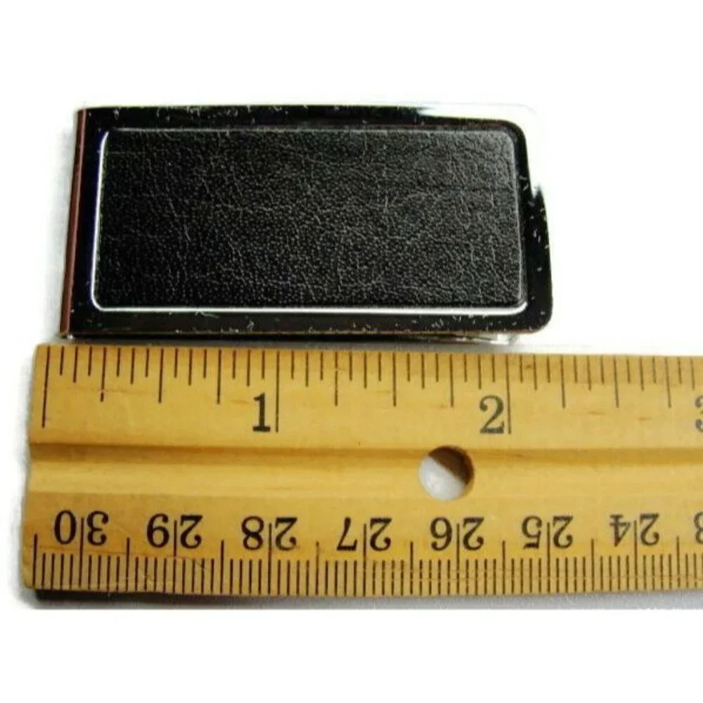 Money Clip Black & Silver Tone Wallet Credit Card Cash ID Holder Vintage